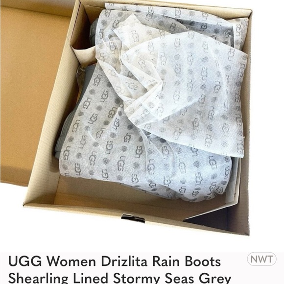 UGG Women Drizlita Rain Boots Shearling Lined Stormy Seas Grey Size 11 Women NEW - Picture 9 of 9